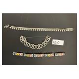  #1210 Lot of 3 Incl. Vintage Micro Mosaic Bracelet, Art Deco Style Bracelet & Beaded Bracelet