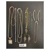 #1228 Lot of 10 Silver items Incl. Necklace With Pendant, Gem Bracelet, Necklace, Pendant With Gems 