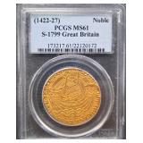 #1260 1422-27 Henry VI Gold Noble Cat. S-1799 PCGSS MS61 Weight: 6.93G - 6.98G