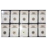 #1292 1913/1914 Essai French Silver 25 Centimes Pattern NGC MS-65 Weight: 3.0G - 10 coin set