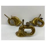 #7547 (3) Model T Brass Horns- Rubes, Single Twist Horn, etc