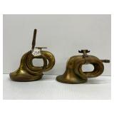 #7549 (2) Model T Brass Horns- incl. Double Twist