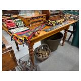 #1633 Antique English Pine Farm Table w/ #1633 Antique English Pine Farm Table w/
