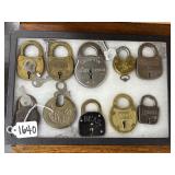 #1640 Vintage Padlocks Lot in Display Ca #1640 Vintage Padlocks Lot in Display Ca