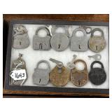 #1643 Vintage Padlocks Lot in Display Ca #1643 Vintage Padlocks Lot in Display Ca