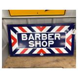 #1701 Barber Shop Double Sided Porcelain on Steel Flange Sign #1224- William Marvy Co. #1701 Barber Shop Double Sided Porcelain on Steel Flange Sign #1224- William Marvy Co.
