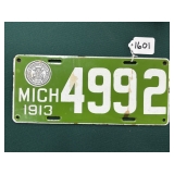 #1601 1913 Porcelain License Plate #1601 1913 Porcelain License Plate