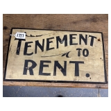 #1717 Tenement to Rent Antique Sign #1717 Tenement to Rent Antique Sign