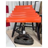 #1744 Mid Century Black Panther Lamp with Pagoda Style Shade #1744 Mid Century Black Panther Lamp with Pagoda Style Shade