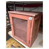#1754 Antique Painted Pink Pie / Meat Safe- Table Top #1754 Antique Painted Pink Pie / Meat Safe- Table Top