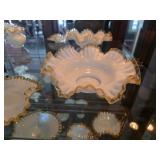 Large Fenton Gold Crest Ruffled Bowl