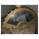 Gold Gilded Table Top Fan Mirror