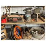 Garage Related incl. Galvanized Tub, Air Hoses, Sander, etc.