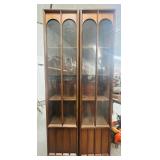 Mid Century Modern Brutalist Glass Front China Cabinets