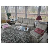 Woodward Chantilly Rose Wrought Iron Conversation Set with Cushions
