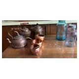 Ball Jars, Copper Kettles, etc,