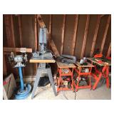 Garage Tools incl. Bench Grinder, Scroll Saw, Saw Horses