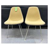 #801 Lot of 2 Herman Miller /Eames Side Chairs (Fabric Upholstered) Cream Colored 