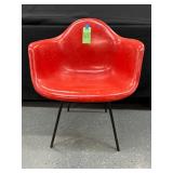 #807 Herman Miller/ Eames Red Fiberglass Arm Shell Chair 