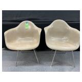 #811 Lot of 2 Herman Miller/ Eames Beige Fiberglass Arm Shell Chair 