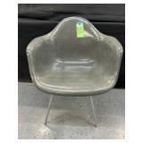 #815Herman Miller /Eames Grey Fiberglass Arm Shell Chair 