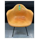 #816 Herman Miller/ Eames Faded Orange Fiberglass Early Arm Shell Chair with x base 