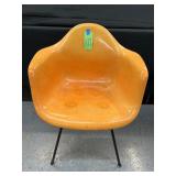 #817 Herman Miller /Eames Faded Orange Fiberglass Early Armchair with X Base 
