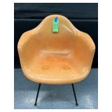 #818 Herman Miller /Eames Faded Orange Fiberglass Early Armchair with X Base 