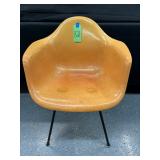 #821 Herman Miller /Eames Faded Orange Early Fiberglass Arm Shell Chair with X Base 