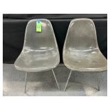 #825 Lot of 2 Herman Miller/Eames Grey Fiberglass Shell Chairs 