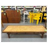 #838 T.H. Robsjohn Gibbings Style Long Coffee Table with Glass Top 