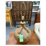 #842 Large Organic Brutalist Handled Volcanic Glaze Lamp (no shade) 