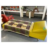 #846 Lemon Color Chaise Lounge by Royal Metal with Metal Legs & vintage Blanket 