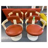#849 Lot of 4 1970’s “Space Age” Pleather Orange Rotating Chairs 