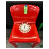 #851 Kartell Red Modular Chair with Westclox Plastic Clock 