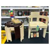 #855 Lot of Syroco Dart Industry Chair & 3 KartelL Stacking Tables by Giotto Stoppino  & vintage Pho