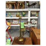 #862 Brass Trumpet Lamp Teak Base (no Shade) 