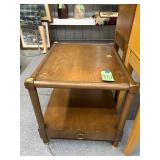 #872 Baker Furniture Large Walnut End Table with Brass Accents 
