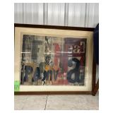 #874 Large Framed Print Signed Wood Block Style 