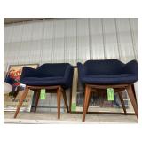#879 Lot of 2 Chairs by Stow Davis Fabric and Walnut Legs & Base 