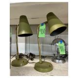 #900 Lot of 2 1960’s Avocado Green Table Lamps 