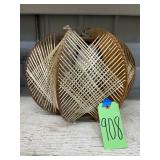 #908 Vintage Globe Wooden Frame String Art Swag Lamp 