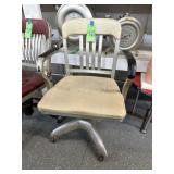#928 Vintage Cream Rolling Office Chair with Aluminum Back Swivel Base by Good  Form Co (piece of si