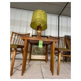 #940 Conant Ball set of 3 Nesting Tables & Vintage Lamp & Framed Matching Artwork 