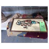 #948 Lot of 2 Incl. Krazy Quilt & Framed Kolus bird Print 
