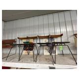 #951 Lot of 4 Clifford Pascoe Steel Rod Wood and Vinyl Dining Chairs 