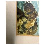 #957 Framed and Matted Sea Scape Watercolor by Davis. Schwartz 