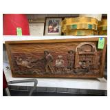 #958 Large Relief Carved Western Scene signed Dee Flagg 