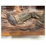 #958 Large Relief Carved Western Scene signed Dee Flagg 