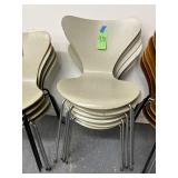 #970 Lot of 6 Grey Bent Plywood Stacking Chairs Arnie Jacobsen for Fritz Hansen 
